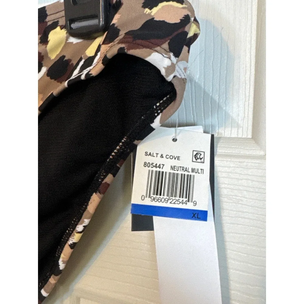 Salt & Cove Leopard‎ Print Swimsuit Bottoms Bikini Briefs Neutral Multi XL